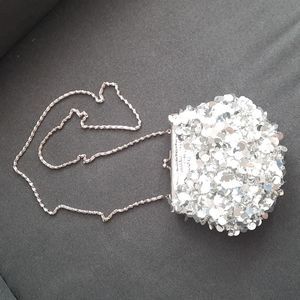 Vintage Elka Silver Sequin Clutch Evening Bag Purse